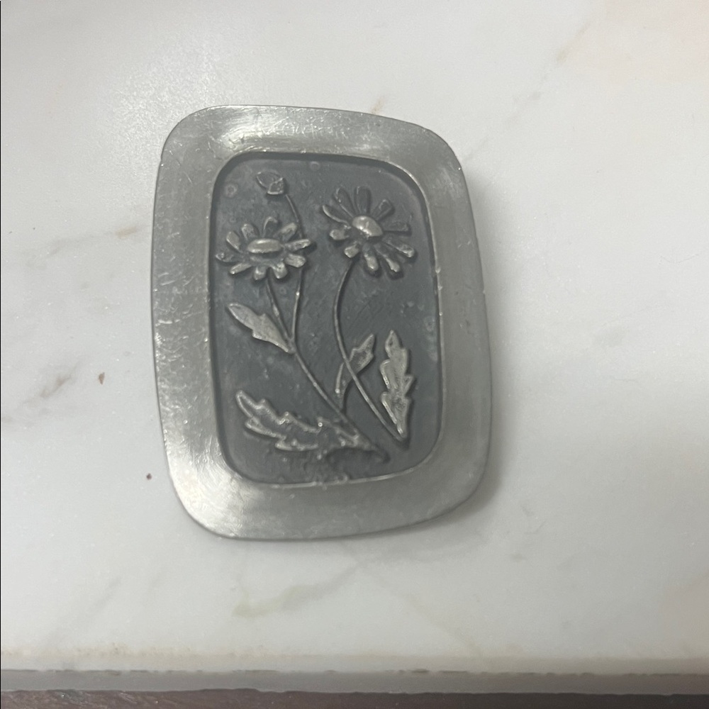 Silver Floral Brooch signed artist